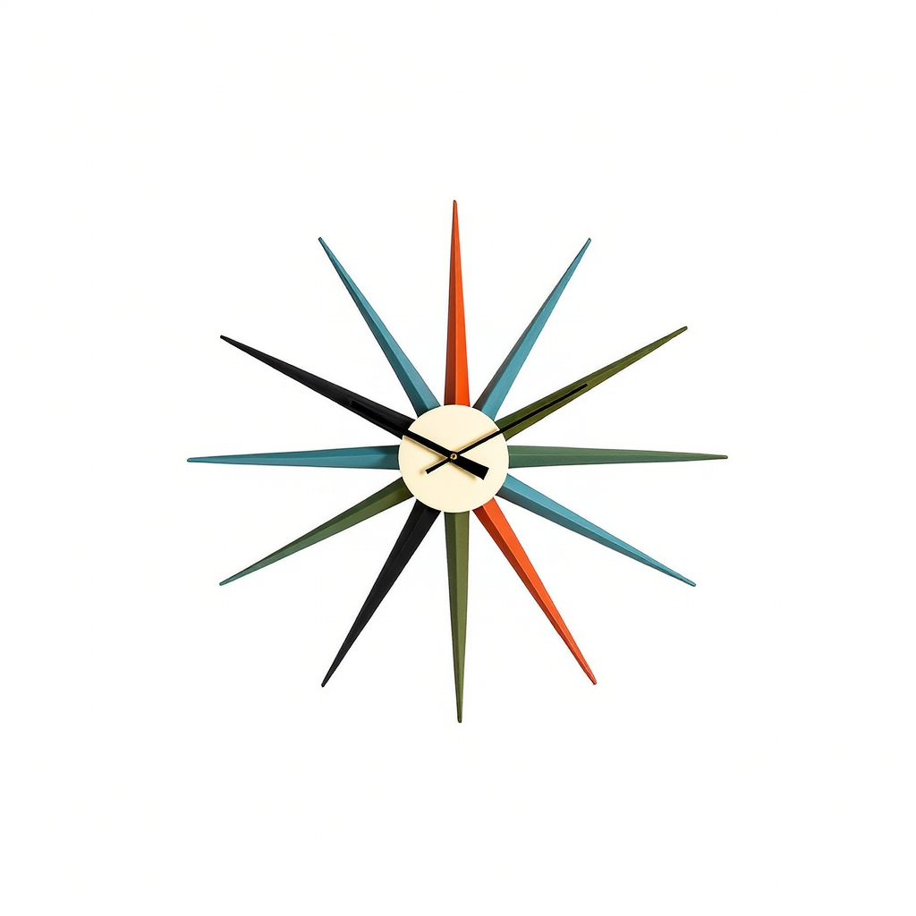 PLAYO™ Mid-Century Sunburst Wall Clock