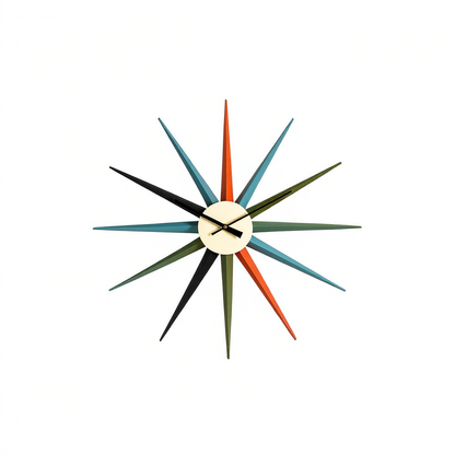 PLAYO™ Mid-Century Sunburst Wall Clock