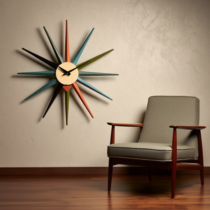 PLAYO™ Mid-Century Sunburst Wall Clock